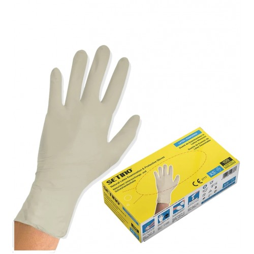 Setino Latex-Handschuhe 5g, pulverfrei, milchweiß